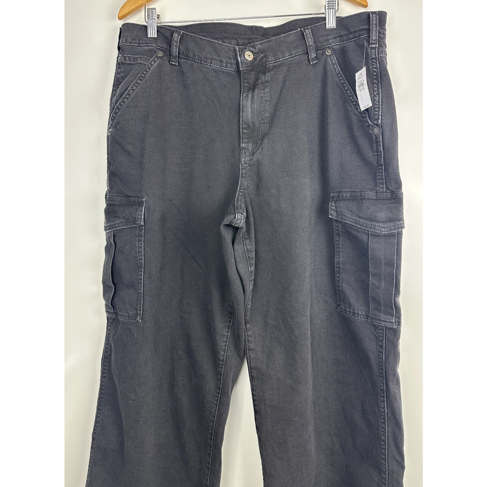 NWT Gap Mid Rise '90s Loose Cargo Jeans Washed Blk Grunge Baggy Skater Sz 33 16 - Picture 5 of 16